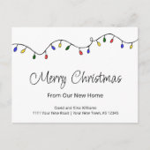 Neue Zuhause Retro Weihnachtslichter bewegen Ankündigungspostkarte (Vorderseite)