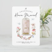 Neue Zuhause Rosa Aquarelltür Wildblume Blütenblum Ankündigung (Stehend Vorderseite)