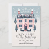 Neue Zuhause Rustikale Rosa Pastell Weihnachtskart (Vorderseite)