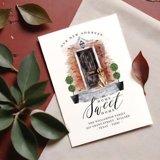 Neue Zuhause | Schwarze Vordertür mit Aquarellfarb Ankündigung