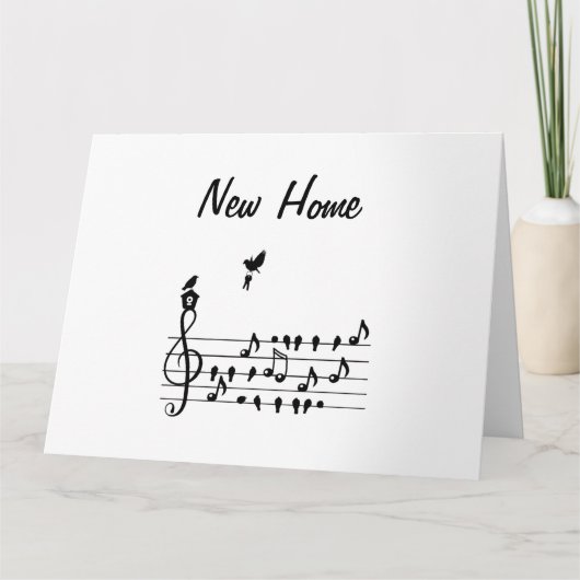 Neue Zuhause, Singvogel mit Schlüssel für neue Zuh Karte (Vorderseite)