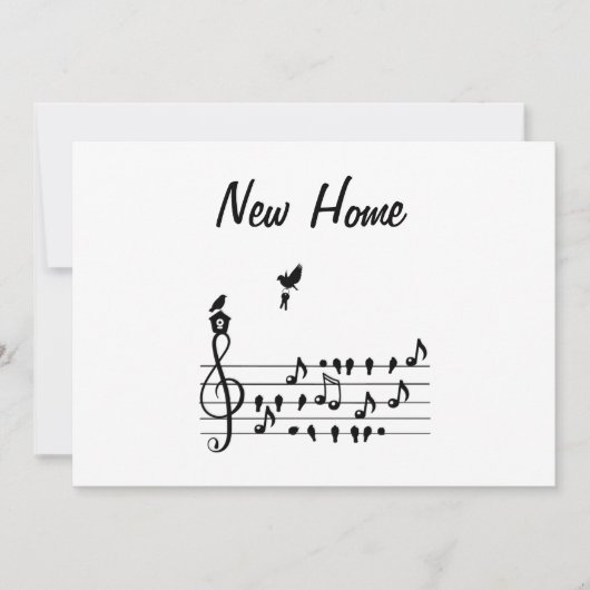 Neue Zuhause, Singvogel mit Schlüssel für neue Zuh Save The Date (Vorderseite)