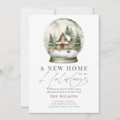 Neue Zuhause Snow Globe Weihnachtskarte Einladung (Vorderseite)
