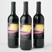 Neue Zuhause Sonnenuntergang in Tropen Wasserfarbe Weinetikett (Flaschen)