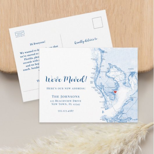 Neue Zuhause St. Pete Florida Map Moving Ankündigungspostkarte