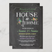 Neue Zuhause Sweet House Erwärmung Chalkboard Key  Einladung (Vorne/Hinten)