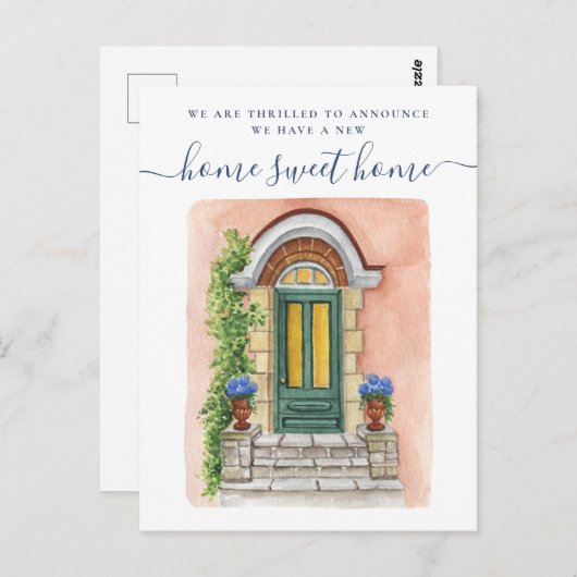 Neue Zuhause Sweet Zuhause - Ankündigung über die Postkarte (Vorne/Hinten)