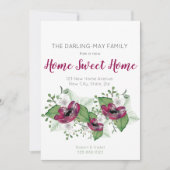Neue Zuhause Sweet Zuhause Floral Watercolor Movin Ankündigung (Vorderseite)