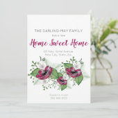 Neue Zuhause Sweet Zuhause Floral Watercolor Movin Ankündigung (Stehend Vorderseite)