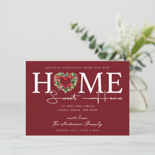Neue Zuhause Sweet Zuhause Holiday Moving Ankündig Einladung (Stehend Vorderseite)