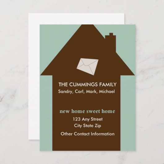 Neue Zuhause Sweet Zuhause Postcard Ankündigungspostkarte (Vorne/Hinten)
