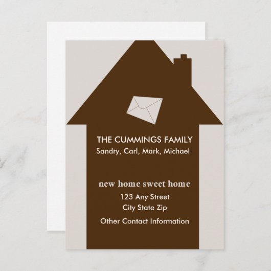 Neue Zuhause Sweet Zuhause Postcard (Taupe) Ankündigungspostkarte (Vorne/Hinten)