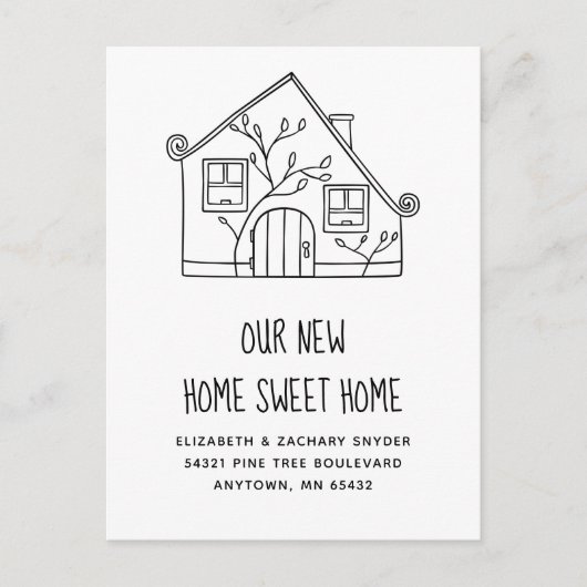 Neue Zuhause Sweet Zuhause Schwarz-weiß House Movi Postkarte (Vorderseite)