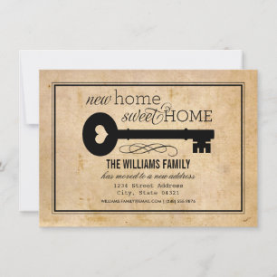 Neue Zuhause Sweet Zuhause Vintag Key Moving Ankündigung