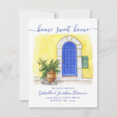 Neue Zuhause Sweet Zuhause Watercolor Blue Yellow Ankündigung (Vorderseite)