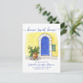 Neue Zuhause Sweet Zuhause Watercolor Blue Yellow Ankündigung (Stehend Vorderseite)
