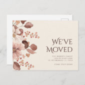 Neue Zuhause Terracotta Blush Floral Moving Ankündigungspostkarte (Vorne/Hinten)