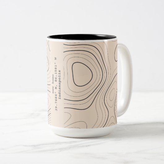 Neue Zuhause Topographie Koordiniert Geschenke für Zweifarbige Tasse (VorderseiteRechts)