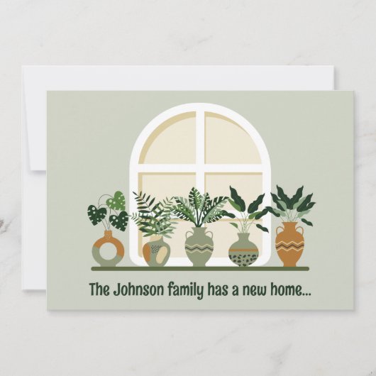 Neue Zuhause Trendy Pflanze auf Windows Modern Ankündigung (Vorderseite)