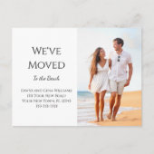 Neue Zuhause Tropical Beach Moving Ankündigungspostkarte (Vorderseite)