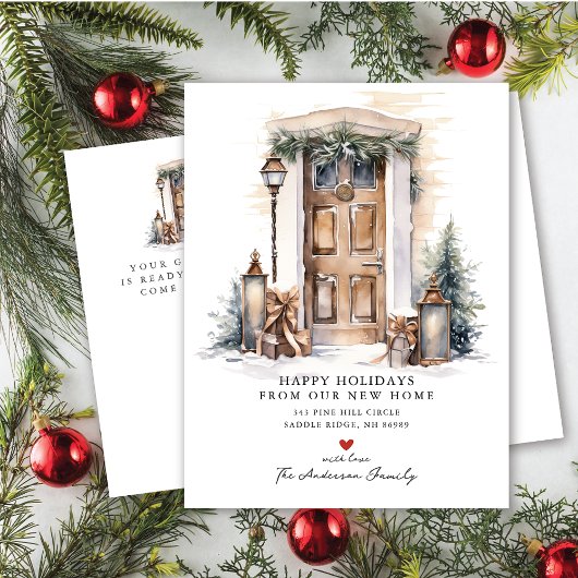 Neue Zuhause-Vordertür verschieben Ankündigungspostkarte