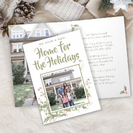 Neue Zuhause Watercolor Holly 2 Foto Adressänderun Feiertagskarte