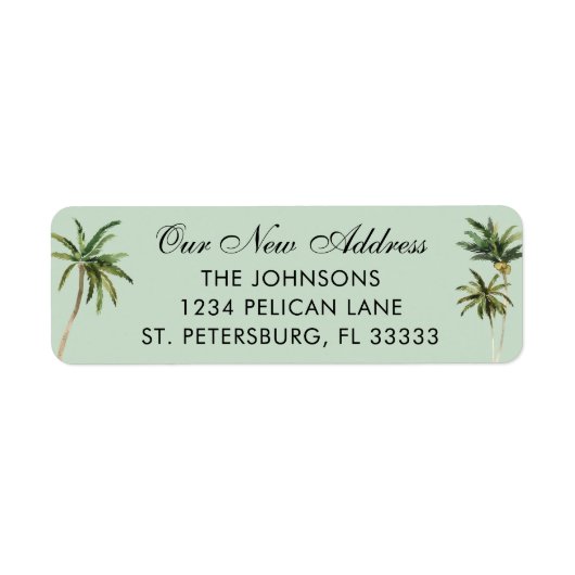Neue Zuhause Watercolor Palmen Rücksendeadresse (Vorne)