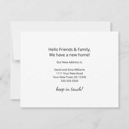 Neue Zuhause Weihnachtsbaum Gold Script Moving Ankündigung (Rückseite)