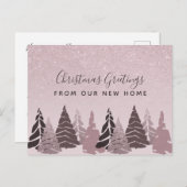 Neue Zuhause Weihnachtsbaumen Rose Gold Holiday Mo Ankündigungspostkarte (Vorne/Hinten)