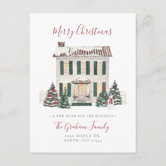 Neue Zuhause Weihnachtspostkarte Ankündigungspostkarte (Vorderseite)