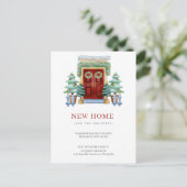 Neue Zuhause-Weihnachtsstür Neue Adressenverschieb Feiertagspostkarte (Stehend Vorderseite)