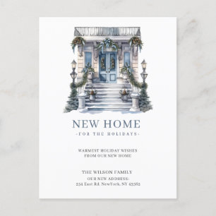 Neue Zuhause-Weihnachtsstür Neue Adressenverschieb Feiertagspostkarte