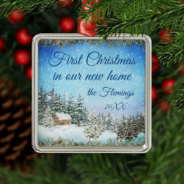 Neue Zuhause Weihnachtswasserfarbe Ornament Aus Metall