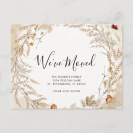 Neue Zuhause-Wildblume-Blattbewegung Ankündigungspostkarte