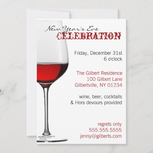 Neueinladungen von Rotem Weinglas Einladung (Vorderseite)