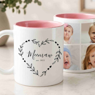 Neuem Meemaw Jahr Osten. Vier FotoCollage Zweifarbige Tasse