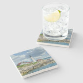 Neuengland Leuchtturm Küstenlandschaft Steinuntersetzer (Seitenansicht)