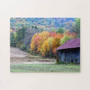 Neuengland Tabak Barn Herbst Blätter Natur Puzzle