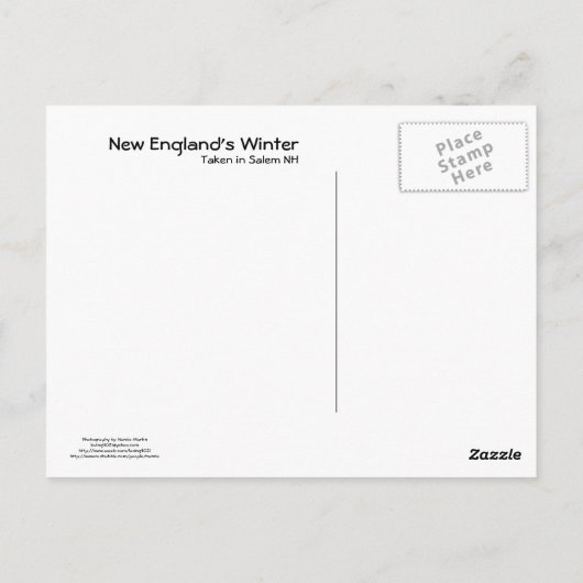Neuenglands Winter Postkarte (Rückseite)