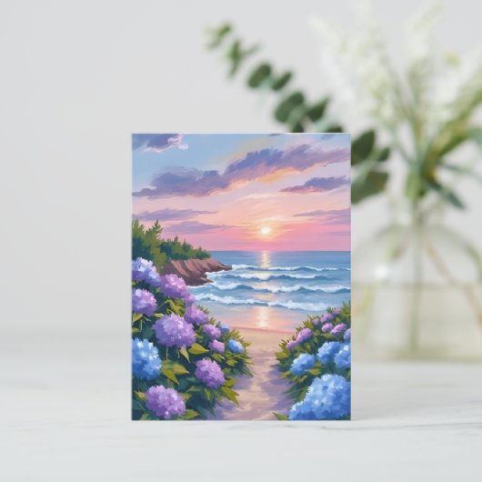 Neuengler Sommer | Hydrangea Beach Malerei Postkarte (Stehend Vorderseite)