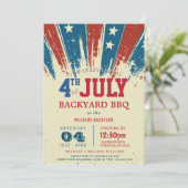 Neuer 4. Juli GRILLEN der Hinterhof-Fahne I USA Einladung (Stehend Vorderseite)