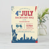 Neuer 4. Juli GRILLEN Einladung (Stehend Vorderseite)