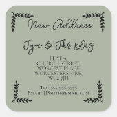 Neuer Adressenaufkleber Änderung des Adressenaufkl Quadratischer Aufkleber (Vorderseite)