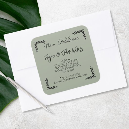 Neuer Adressenaufkleber Änderung des Adressenaufkl Quadratischer Aufkleber