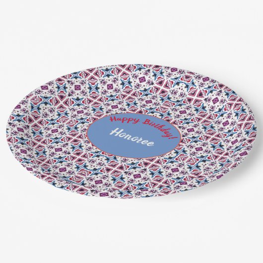 Neuer Anfang Geburtstag Hübsches Muster Pappteller (Schrägansicht)