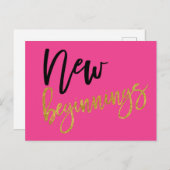 Neuer Anfang Positivziffer Hot Pink Postkarte (Vorne/Hinten)