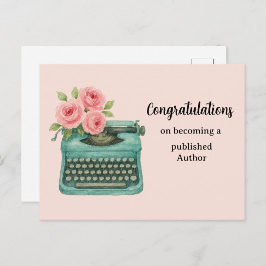 Neuer Autor - Herzlichen Glückwunsch - Schreibmasc Postkarte (Vorne/Hinten)