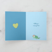 Neuer Baby Boy blau mit einer niedlichen Eule Karte (Innenseite)