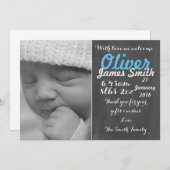 Neuer Baby Boy/Geburtsankündigungskarte/Personalis Ankündigung (Vorne/Hinten)