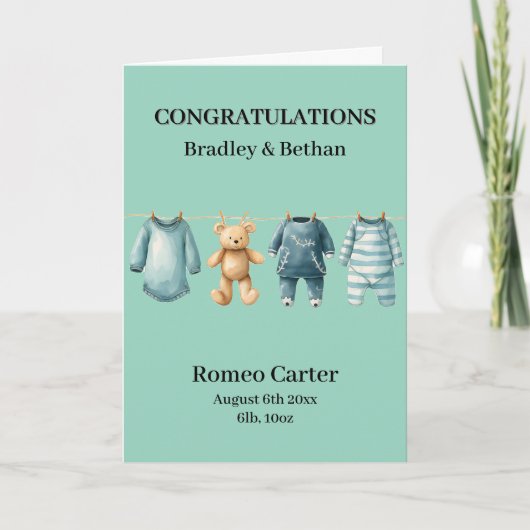 Neuer Baby Boy individuell anpassbar Karte (Vorderseite)